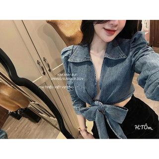 Sơ mi jean buộc eo croptop hot hit