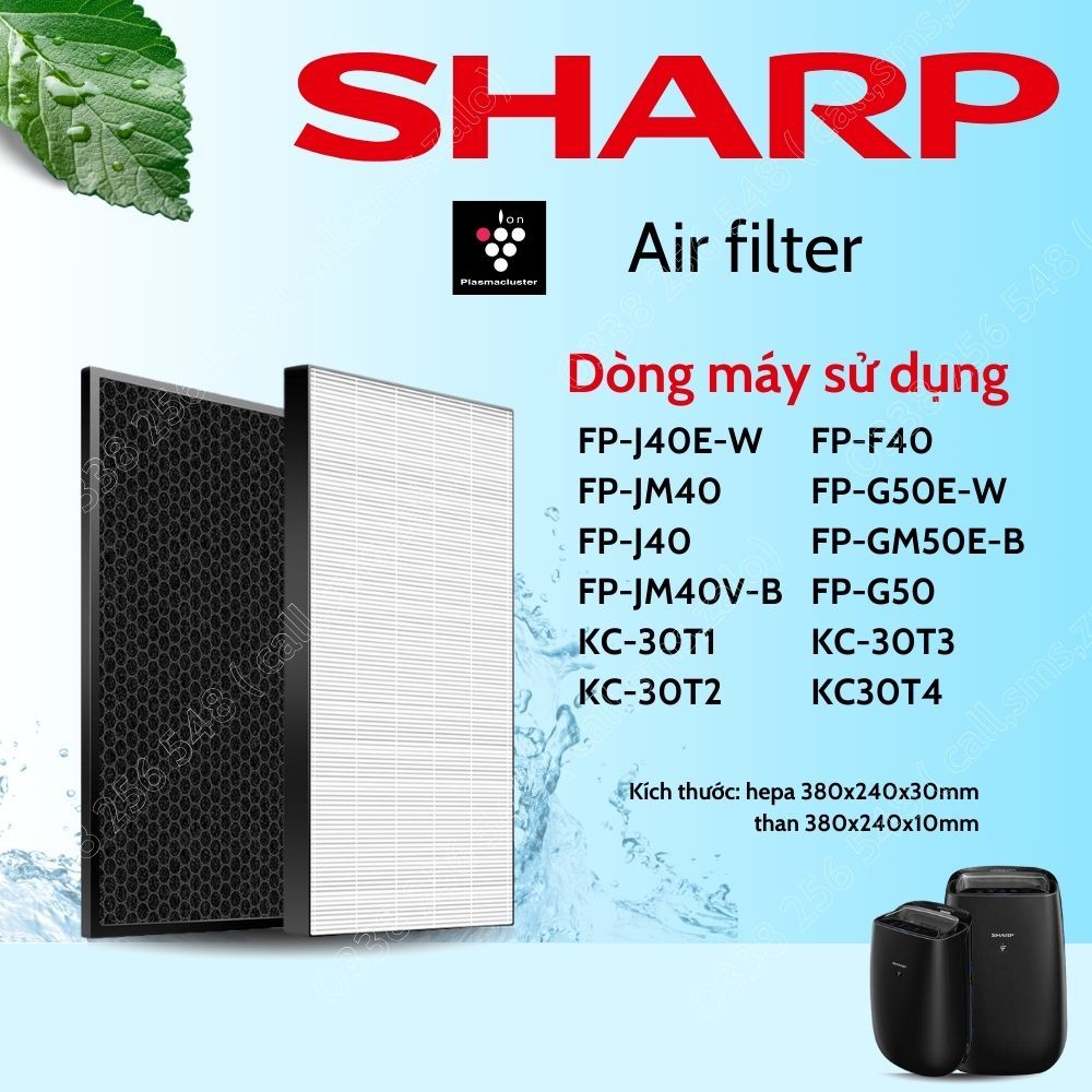 Màng lọc không khí Sharp FP-J40E-W,FP-JM40,FP-J40, FP-JM40V-B, FP-F40, FP-G50, FP-G50E-W , FP-GM50E-