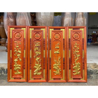 Bộ trang tứ quý bốn mùa vinh hoa phú quý gỗ hương kt 107x37 hàng đẹp