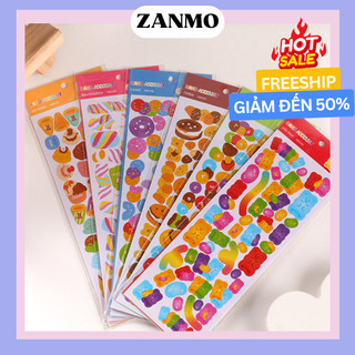 Zanmo tờ nhãn dán sticker thức ăn dễ thương decor toploader