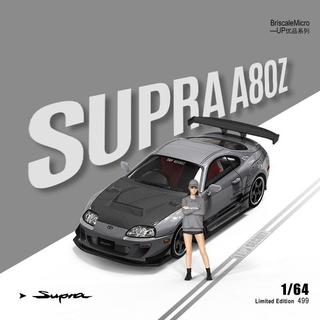 Mô hình 1:64 briscale micro - toyota supra a80 silver-grey carbon hood