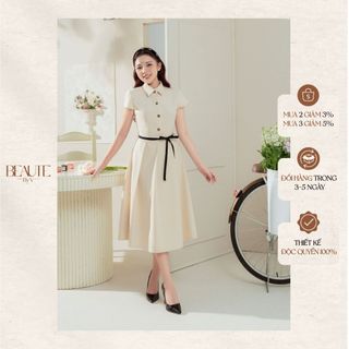Beautebyv - váy nữ chiết eo tay chờm henia