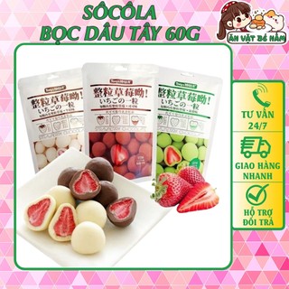 Kẹo socola bọc dâu sấy lạnh gói 60gr - ăn vặt bé nấm