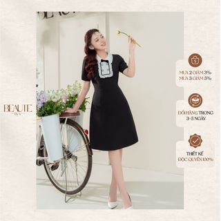 BEAUTEBYV - Váy nữ chiết eo phối ruy băng Erami (NƠ TẶNG KÈM)