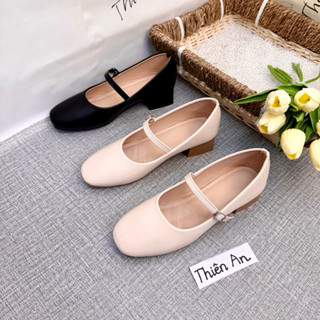 Giày búp bê nữ mũi tròn quai ngang da mềm đế 3 phân Thiên An TA10