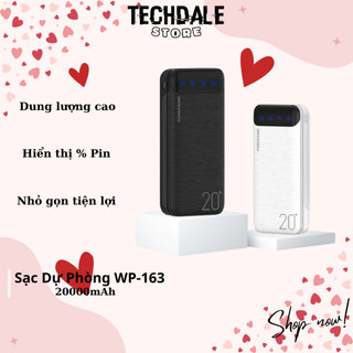 Sạc Dự Phòng 20000mAh WP163, Pin Tích Điện Thiết Kế Nhỏ Gọn, Đèn Led Hiển Thị Phần Trăm Pin, Kèm Cáp Sạc TECHHIGH
