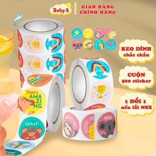Sticker khen thưởng cho bé nhiều hoạ tiết bắt mắt khích lệ việc học tập của bé (Cuộn 500 sticker) Baby-S – SST010