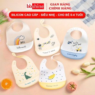 Yếm ăn dặm cho bé 0-4 tuổi cao cấp BBShine, Yếm ăn dặm silicon có máng mềm mại nhiều họa tiết đáng yêu – SS006