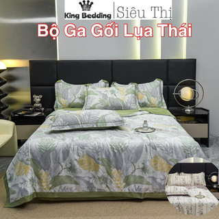 Bộ chăn ga gối Lụa Thái chăn trần bông,lụa thái nhập khẩu thoáng mát mềm mại