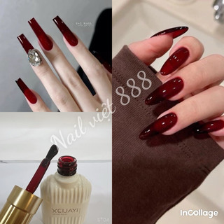 Sơn thạch đỏ rượu vàng Xeijayi sơn đỏ thạch rượu xinh làm nail