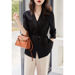 Sơ mi lụa công sở thắt dây eo Ancava