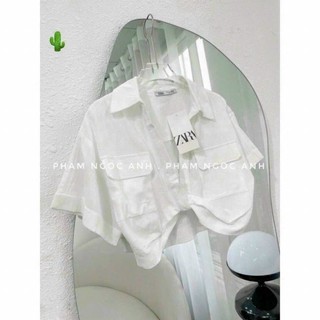 Áo sơ mi ngắn tay xoắn eo dễ thương BC😘