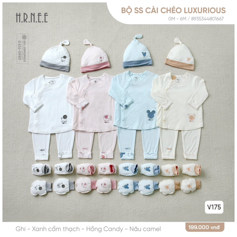 Hrnee - Bộ sơ sinh cài chéo luxurious