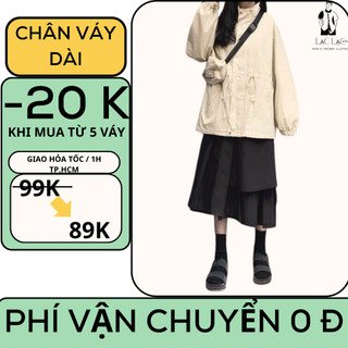 Chân váy vintage dài ulzzang xẻ tà , MS : 4 , vải voan 2 lớp dạng dài tiểu thư