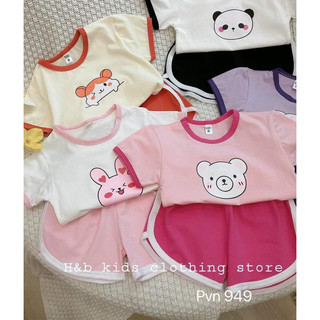 Đồ bộ cộc tay bé gái vải cotton 4c mịn mát