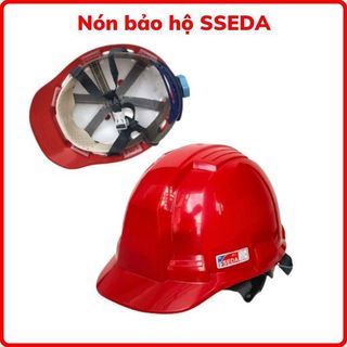 Nón bảo hộ lao động SSEDA nút vặn lót xốp nhựa ABS, Mũ bảo hộ lao động kiểu Sseda Hàn Quốc màu đỏ