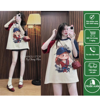 ÁO THUN TAY PHA CÔ GÁI MŨ XANH 1007330 Trần Hân Shop