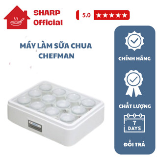 Máy làm sữa chua chefman 12 cốc thủy tinh, nồi ủ sữa chua nhanh ổn định an toàn, chính hãng