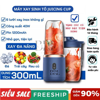 Máy xay sinh tố Juicing Cup 300ML cầm tay 6 lưỡi 2 cối - Máy xay hoa quả sử dụng Pin Sạc Cổng USB siêu tiện lợi