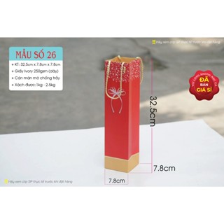 25 cái - Túi giấy Tết đựng rượu Vang 750ml,rượu vảy vàng, chai mật quà tặng - Túi số 26 đỏ