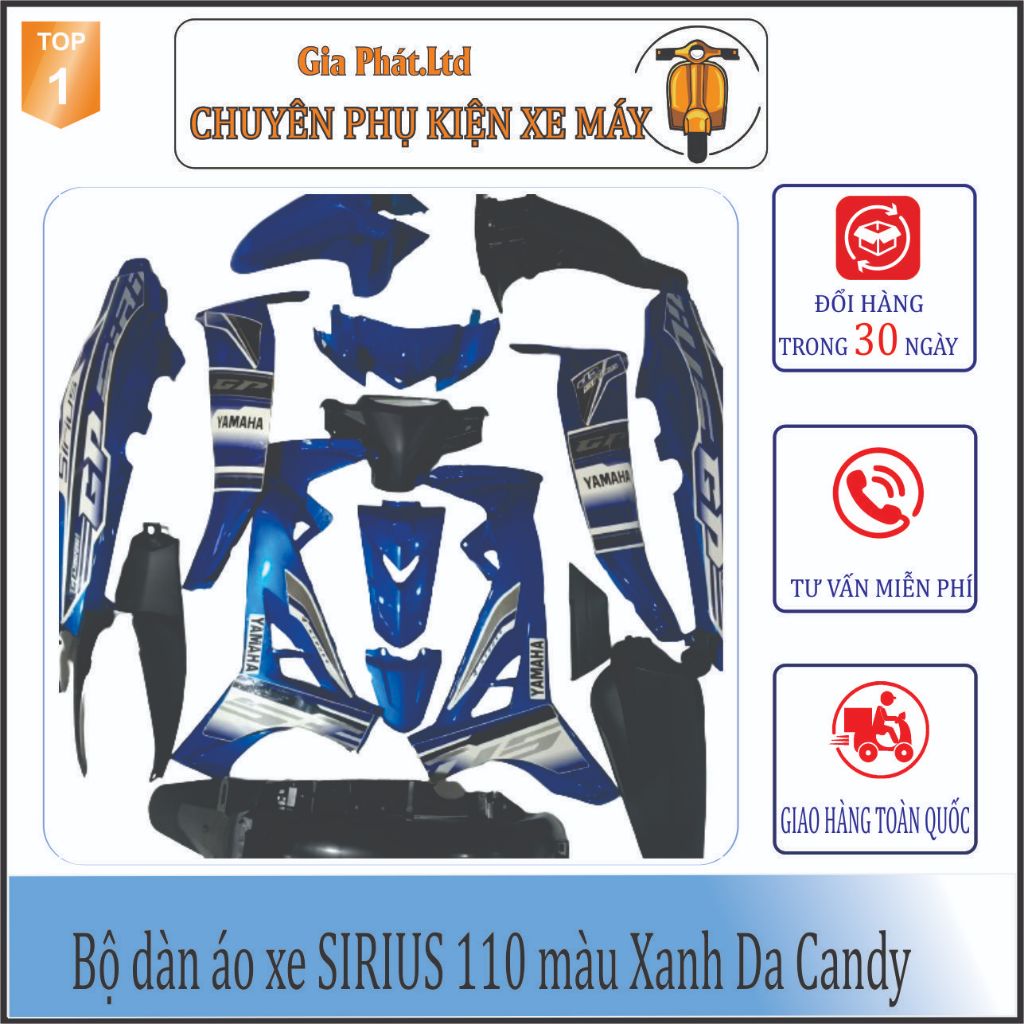 Bộ dàn áo xe SIRIUS đời 2005 đến 2018  màu Xanh Da Candy