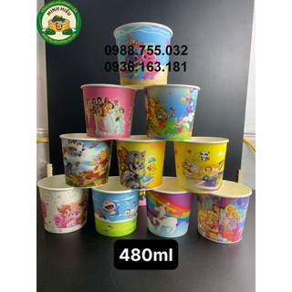100 tô/cốc giấy trắng/in 360ml/500ml 2pe đựng cháo dinh dưỡng kèm nắp cao cấp