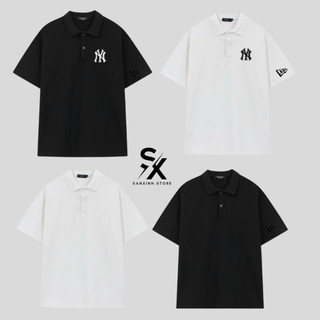 Áo polo New Era New York Yankees chất cá sấu cotton cao cấp thoáng mát không nhăn form rộng tay lỡ unisex nam nữ SX4001