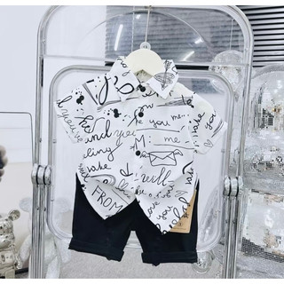 Set sơ mi họa tiết siêu đẹp chất liệu lụa Hàn cho bé trai 8-18kg