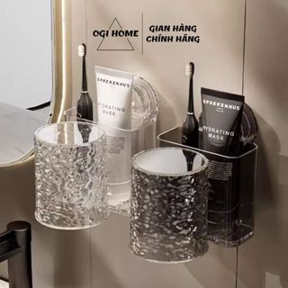 Kệ để bàn chải đánh răng có Cốc hút Kệ bàn chải đánh răng Cute Sang trọng Thanh lịch Tiện lợi Ogi Home - KDR01