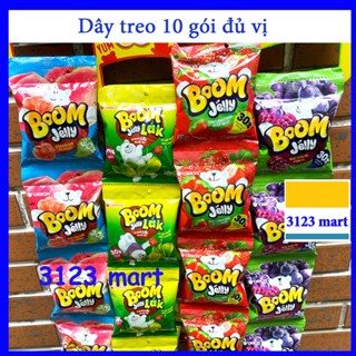 (hsd 02/2026)(Dây 10 gói) (Đủ 7 vị) Kẹo dẻo BOOM ORION xoài lắc muối ớt, đào, dâu, nho, chanh dây, me lắc, sâu KING CHUN