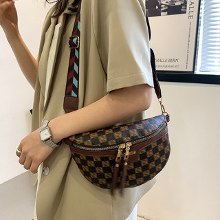Túi bao tử nữ đeo ngực đeo hông cross body bag nhiều ngăn da PU cao cấp họa tiết monogram thời trang trung niên Y2739