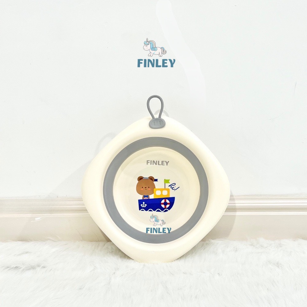 Thau chậu rửa mặt gấp gọn cho bé sơ sinh FINLEY Baby - Khủng long - Thỏ, thau rửa mặt gấp gọn cho bé, 3 màu pastel