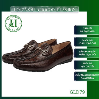 Giày lười nam da cá sấu GLD79 Hội Cá Sấu Crocodile màu Nâu và Đen