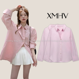 Áo sơ mi nữ dài tay dáng oversize chất thô mềm 3925