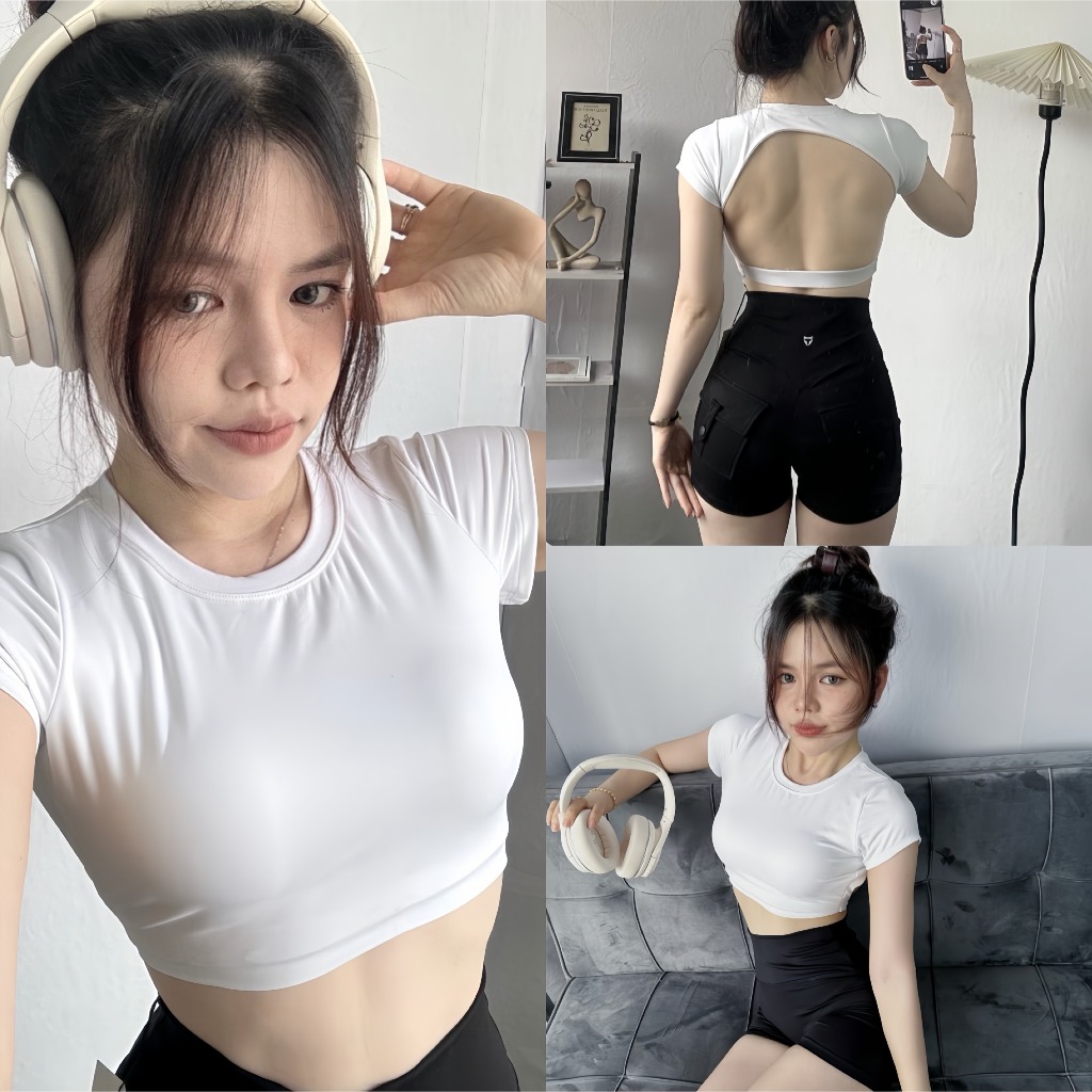 Áo Croptop Hở Lưng Thể Thao Kèm Mút A3 Tập Gym-Yoga-Aerobic⚡️ Hàng xuất khẩu ⚡️ | BigBuy360 - bigbuy360.vn