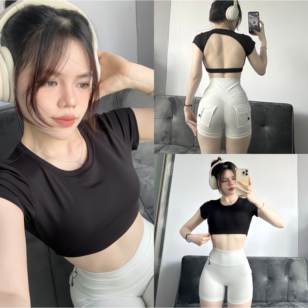 Áo Croptop Hở Lưng Thể Thao Kèm Mút A3 Tập Gym-Yoga-Aerobic⚡️ Hàng xuất khẩu ⚡️ | BigBuy360 - bigbuy360.vn
