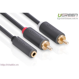 Cáp audio 3.5mm âm ra 2 rca dương dài 20cm ugreen 10561 mạ vàng 24k cao cấp