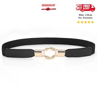  Thắt lưng mặt tròn I70 dây đai chun co giãn phối da 2.5cm Hàn Quốc 