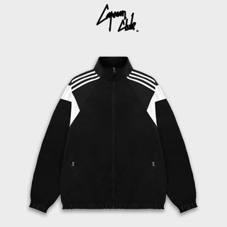 Áo khoác dù màu đen SỌC TRẮNG phom rộng unisex Capman Club dành cho nam nữ