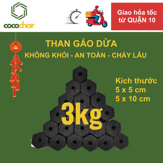 3Kg - Than nướng BBQ không khói, than không khói CocoChar, than gáo dừa sạch