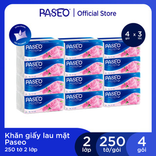 Combo 12 gói khăn giấy rút cao cấp Paseo siêu mềm mại (250 tờ 2 lớp)/gói