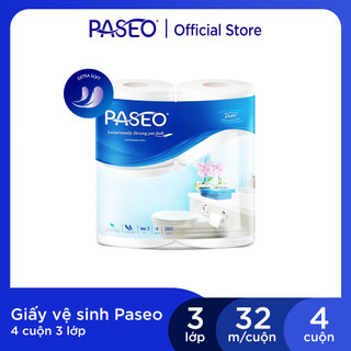 Giấy vệ sinh cao cấp Paseo dai, mềm mịn cao cấp (4 cuộn 3 lớp)/lốc, tan được trong nước