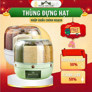 Thùng đựng hạt,thùng đựng gạo gia đình thông minh pinewoods lấy gạo tự động, xoay thông minh, chắc chắn