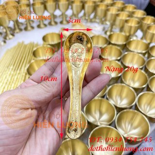 Bộ Ly Chén Đũa Dâng Đền Bằng Đồng