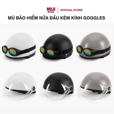 Mũ Bảo Hiểm Nửa Đầu Kèm Kính Goggles M/L MUJI