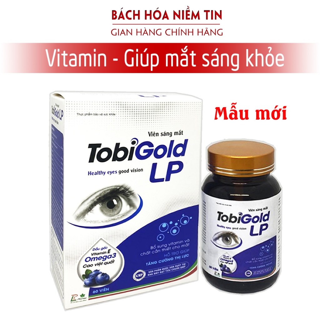 Viên uống Sáng Mắt TOBI GOLD LP - tăng cường thị lực, giảm nguy cơ đục thủy tinh thể thoái hóa điểm vàng - Hộp 60 viên