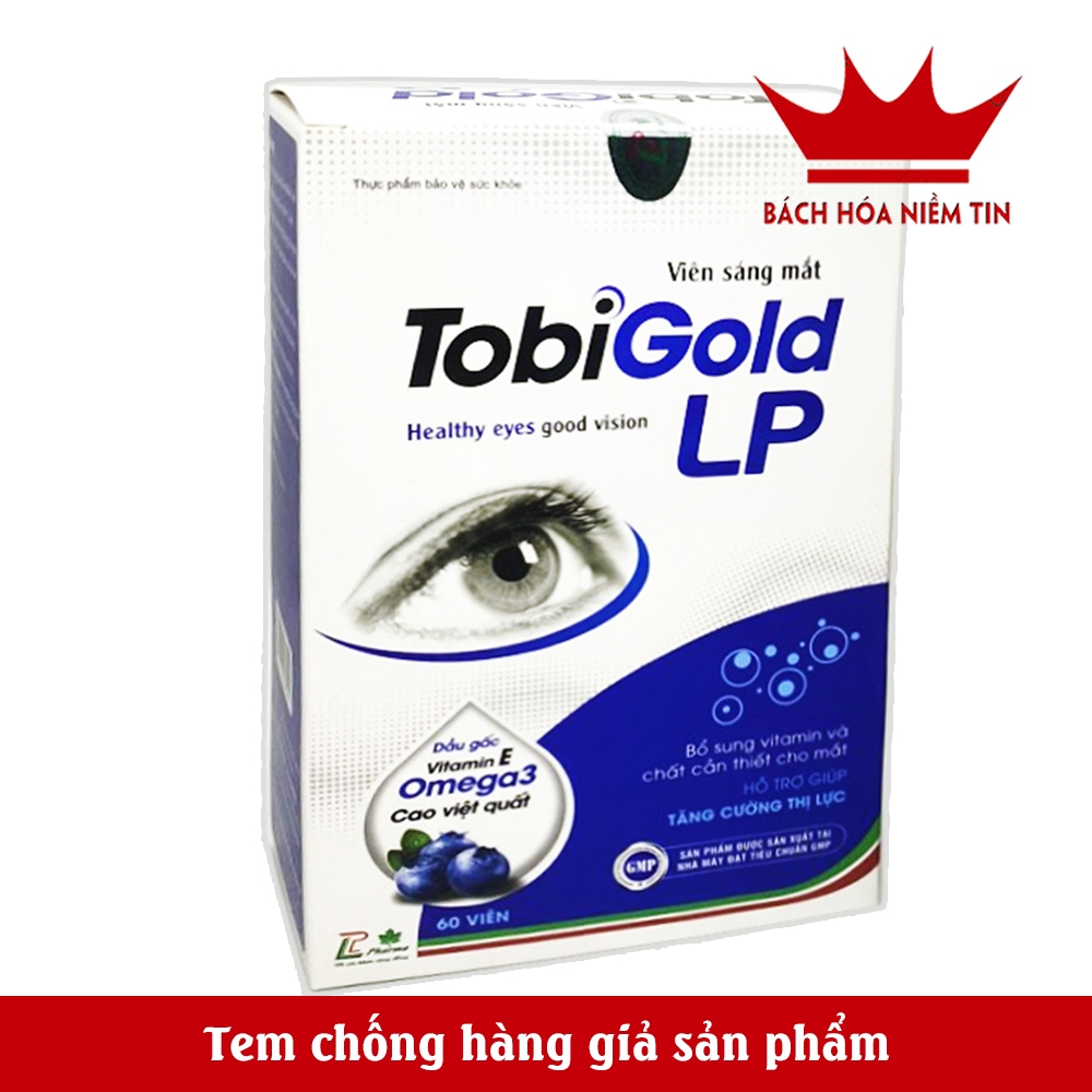 Viên uống Sáng Mắt TOBI GOLD LP - tăng cường thị lực, giảm nguy cơ đục thủy tinh thể thoái hóa điểm vàng - Hộp 60 viên