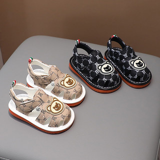 Dép rọ tập đi đính gấu 2 màu cho bé trai bé gái size 17-21