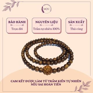 Vòng tay trầm hương 108 hạt tự nhiên - chuỗi tràng hạt vòng tay trầm hương kiến việt nam tuôi trầm 12-16 năm