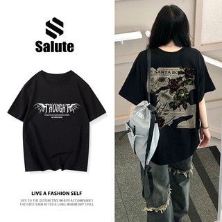 Salute Áo thun đen cotton local brand unisex bigsize áo phông nữ mùa hè tay lỡ vintage Y0816